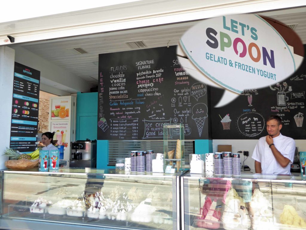 Frozen yoghurt and ice cream at Lets Spoon just off the harbour