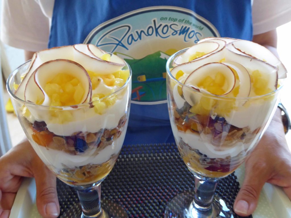 Yasmin's trifle at Panokosmos made with home made granola and Greek yoghurt